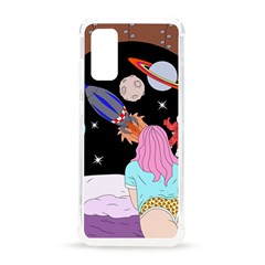 Girl Bed Space Planets Spaceship Rocket Astronaut Galaxy Universe Cosmos Woman Dream Imagination Bed Samsung Galaxy S20 6 2 Inch Tpu Uv Case