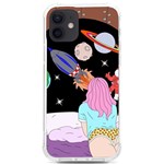 Girl Bed Space Planets Spaceship Rocket Astronaut Galaxy Universe Cosmos Woman Dream Imagination Bed iPhone 12/12 Pro TPU UV Print Case Front