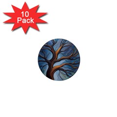 Tree Branches Mystical Moon Expressionist Oil Painting Acrylic Painting Abstract Nature Moonlight Ni 1  Mini Magnet (10 Pack)  by Maspions