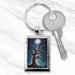 Tree Branches Mystical Moon Expressionist Oil Painting Acrylic Painting Abstract Nature Moonlight Ni Key Chain (rectangle)