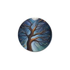 Tree Branches Mystical Moon Expressionist Oil Painting Acrylic Painting Abstract Nature Moonlight Ni Golf Ball Marker (4 Pack)