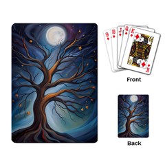 Tree Branches Mystical Moon Expressionist Oil Painting Acrylic Painting Abstract Nature Moonlight Ni Playing Cards Single Design (rectangle)