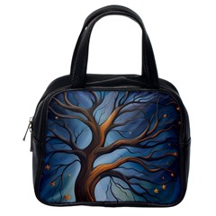 Tree Branches Mystical Moon Expressionist Oil Painting Acrylic Painting Abstract Nature Moonlight Ni Classic Handbag (one Side) by Maspions