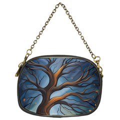 Tree Branches Mystical Moon Expressionist Oil Painting Acrylic Painting Abstract Nature Moonlight Ni Chain Purse (one Side)