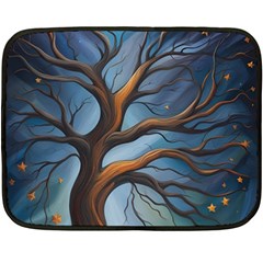 Tree Branches Mystical Moon Expressionist Oil Painting Acrylic Painting Abstract Nature Moonlight Ni Two Sides Fleece Blanket (mini)