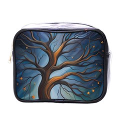 Tree Branches Mystical Moon Expressionist Oil Painting Acrylic Painting Abstract Nature Moonlight Ni Mini Toiletries Bag (one Side) by Maspions