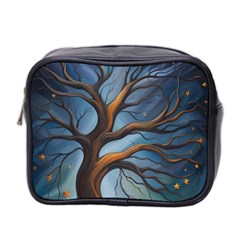 Tree Branches Mystical Moon Expressionist Oil Painting Acrylic Painting Abstract Nature Moonlight Ni Mini Toiletries Bag (two Sides)