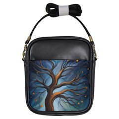 Tree Branches Mystical Moon Expressionist Oil Painting Acrylic Painting Abstract Nature Moonlight Ni Girls Sling Bag