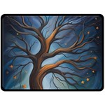 Tree Branches Mystical Moon Expressionist Oil Painting Acrylic Painting Abstract Nature Moonlight Ni Fleece Blanket (Large) 80 x60  Blanket Front