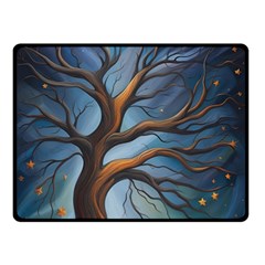 Tree Branches Mystical Moon Expressionist Oil Painting Acrylic Painting Abstract Nature Moonlight Ni Two Sides Fleece Blanket (small)