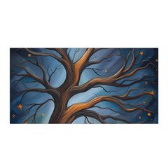 Tree Branches Mystical Moon Expressionist Oil Painting Acrylic Painting Abstract Nature Moonlight Ni Satin Wrap 35  X 70  by Maspions