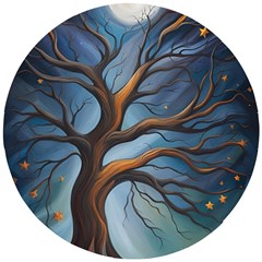 Tree Branches Mystical Moon Expressionist Oil Painting Acrylic Painting Abstract Nature Moonlight Ni Wooden Puzzle Round