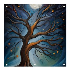 Tree Branches Mystical Moon Expressionist Oil Painting Acrylic Painting Abstract Nature Moonlight Ni Banner And Sign 4  X 4  by Maspions