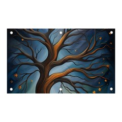 Tree Branches Mystical Moon Expressionist Oil Painting Acrylic Painting Abstract Nature Moonlight Ni Banner And Sign 5  X 3  by Maspions