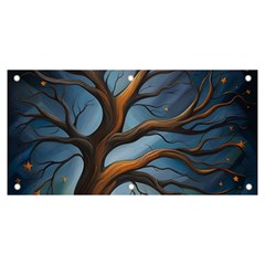 Tree Branches Mystical Moon Expressionist Oil Painting Acrylic Painting Abstract Nature Moonlight Ni Banner And Sign 6  X 3  by Maspions