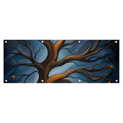 Tree Branches Mystical Moon Expressionist Oil Painting Acrylic Painting Abstract Nature Moonlight Ni Banner And Sign 8  X 3  by Maspions