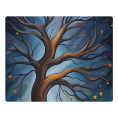 Tree Branches Mystical Moon Expressionist Oil Painting Acrylic Painting Abstract Nature Moonlight Ni Premium Plush Fleece Blanket (large) by Maspions