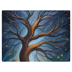 Tree Branches Mystical Moon Expressionist Oil Painting Acrylic Painting Abstract Nature Moonlight Ni Premium Plush Fleece Blanket (extra Small) by Maspions