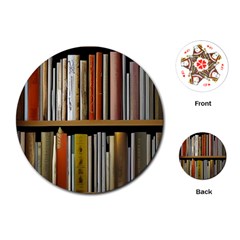 Book Nook Books Bookshelves Comfortable Cozy Literature Library Study Reading Reader Reading Nook Ro Playing Cards Single Design (round) by Maspions