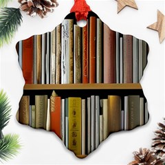 Book Nook Books Bookshelves Comfortable Cozy Literature Library Study Reading Reader Reading Nook Ro Ornament (snowflake)