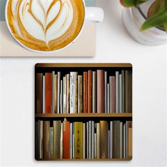 Book Nook Books Bookshelves Comfortable Cozy Literature Library Study Reading Reader Reading Nook Ro Uv Print Square Tile Coaster  by Maspions