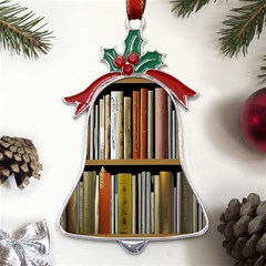 Book Nook Books Bookshelves Comfortable Cozy Literature Library Study Reading Reader Reading Nook Ro Metal Holly Leaf Bell Ornament