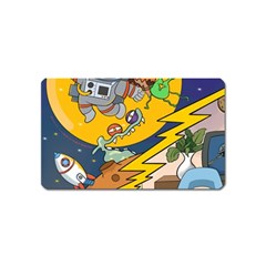 Astronaut Moon Monsters Spaceship Universe Space Cosmos Magnet (name Card) by Maspions