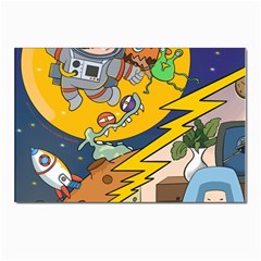 Astronaut Moon Monsters Spaceship Universe Space Cosmos Postcards 5  X 7  (pkg Of 10) by Maspions