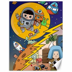 Astronaut Moon Monsters Spaceship Universe Space Cosmos Canvas 12  X 16 