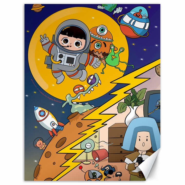 Astronaut Moon Monsters Spaceship Universe Space Cosmos Canvas 18  x 24 