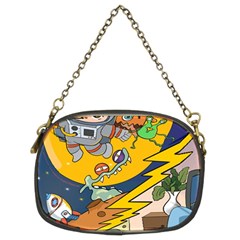 Astronaut Moon Monsters Spaceship Universe Space Cosmos Chain Purse (two Sides)