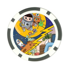 Astronaut Moon Monsters Spaceship Universe Space Cosmos Poker Chip Card Guard (10 Pack)