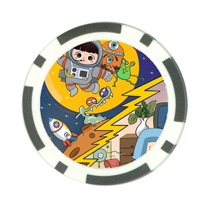 Astronaut Moon Monsters Spaceship Universe Space Cosmos Poker Chip Card Guard (10 pack)