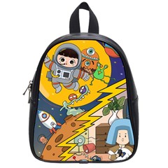 Astronaut Moon Monsters Spaceship Universe Space Cosmos School Bag (small)