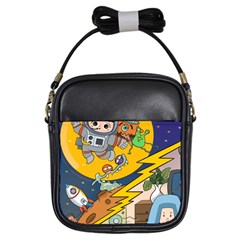 Astronaut Moon Monsters Spaceship Universe Space Cosmos Girls Sling Bag