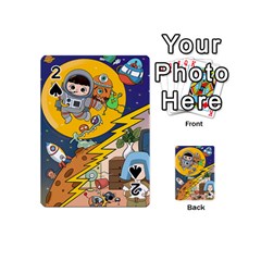 Astronaut Moon Monsters Spaceship Universe Space Cosmos Playing Cards 54 Designs (mini) by Maspions