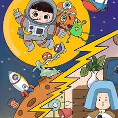 Astronaut Moon Monsters Spaceship Universe Space Cosmos Play Mat (square) by Maspions