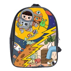 Astronaut Moon Monsters Spaceship Universe Space Cosmos School Bag (xl)