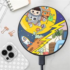 Astronaut Moon Monsters Spaceship Universe Space Cosmos Wireless Fast Charger(black) by Maspions