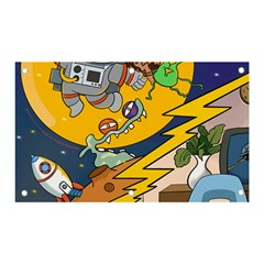 Astronaut Moon Monsters Spaceship Universe Space Cosmos Banner And Sign 5  X 3  by Maspions