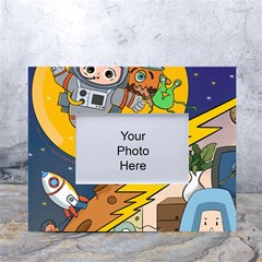 Astronaut Moon Monsters Spaceship Universe Space Cosmos White Tabletop Photo Frame 4 x6 