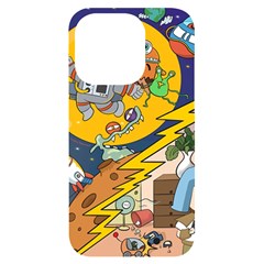 Astronaut Moon Monsters Spaceship Universe Space Cosmos Iphone 14 Pro Black Uv Print Case by Maspions