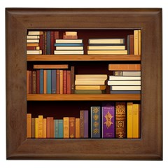 Book Nook Books Bookshelves Comfortable Cozy Literature Library Study Reading Room Fiction Entertain Framed Tile