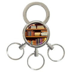 Book Nook Books Bookshelves Comfortable Cozy Literature Library Study Reading Room Fiction Entertain 3-ring Key Chain by Maspions