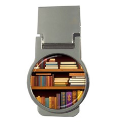 Book Nook Books Bookshelves Comfortable Cozy Literature Library Study Reading Room Fiction Entertain Money Clips (round)  by Maspions