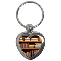 Book Nook Books Bookshelves Comfortable Cozy Literature Library Study Reading Room Fiction Entertain Key Chain (heart) by Maspions