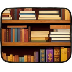 Book Nook Books Bookshelves Comfortable Cozy Literature Library Study Reading Room Fiction Entertain Fleece Blanket (mini)