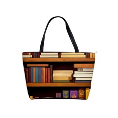 Book Nook Books Bookshelves Comfortable Cozy Literature Library Study Reading Room Fiction Entertain Classic Shoulder Handbag by Maspions