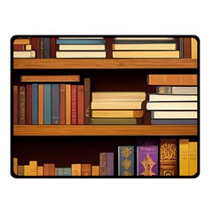 Book Nook Books Bookshelves Comfortable Cozy Literature Library Study Reading Room Fiction Entertain Fleece Blanket (small)