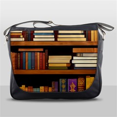 Book Nook Books Bookshelves Comfortable Cozy Literature Library Study Reading Room Fiction Entertain Messenger Bag by Maspions